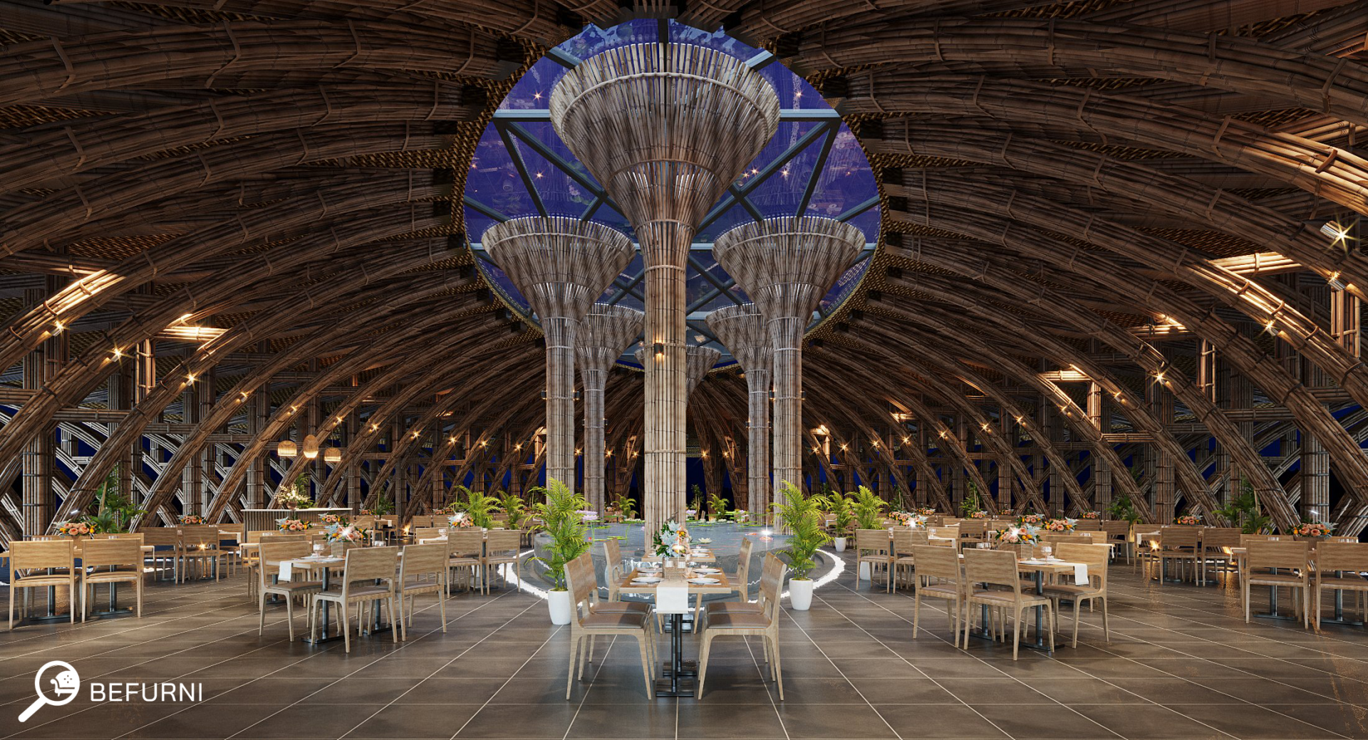 thiết kế kiến trúc - Nhà hàng tre lam sơn của công ty befurni